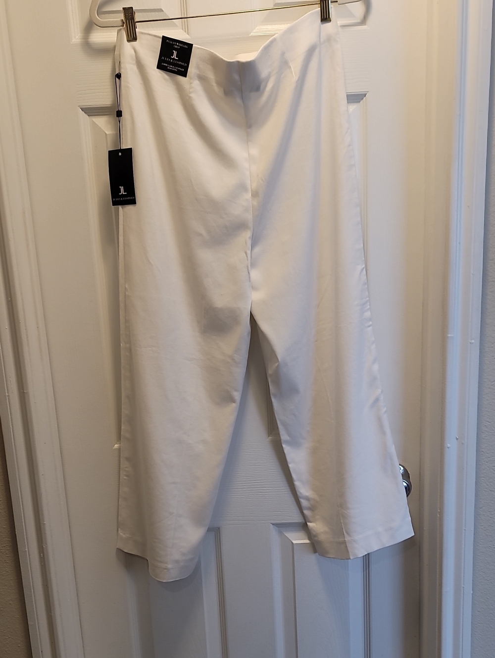 Jules And Leopold White Pull On Wide Leg Crop Pants SZ Large Nwt - Picture 3 of 8